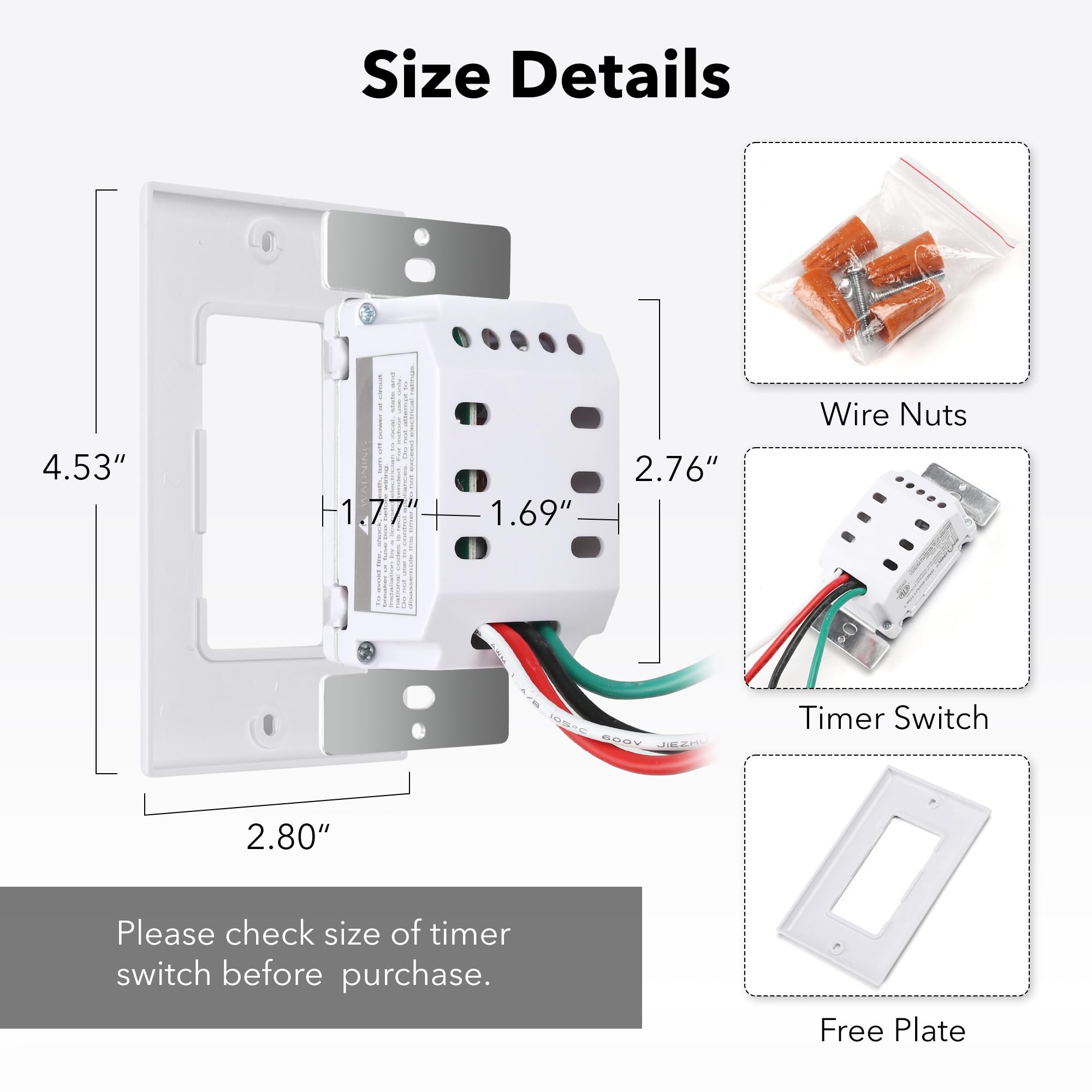 BN-LINK Digital In-Wall Timer Switch with Push Button - 5/15/30/60 Minutes & 2/4 Hours Countdown - Neutral Wire Required - Includes Free White Wall Plate - Perfect for Bathroom Fans, In-Wall Lights & Home Automation