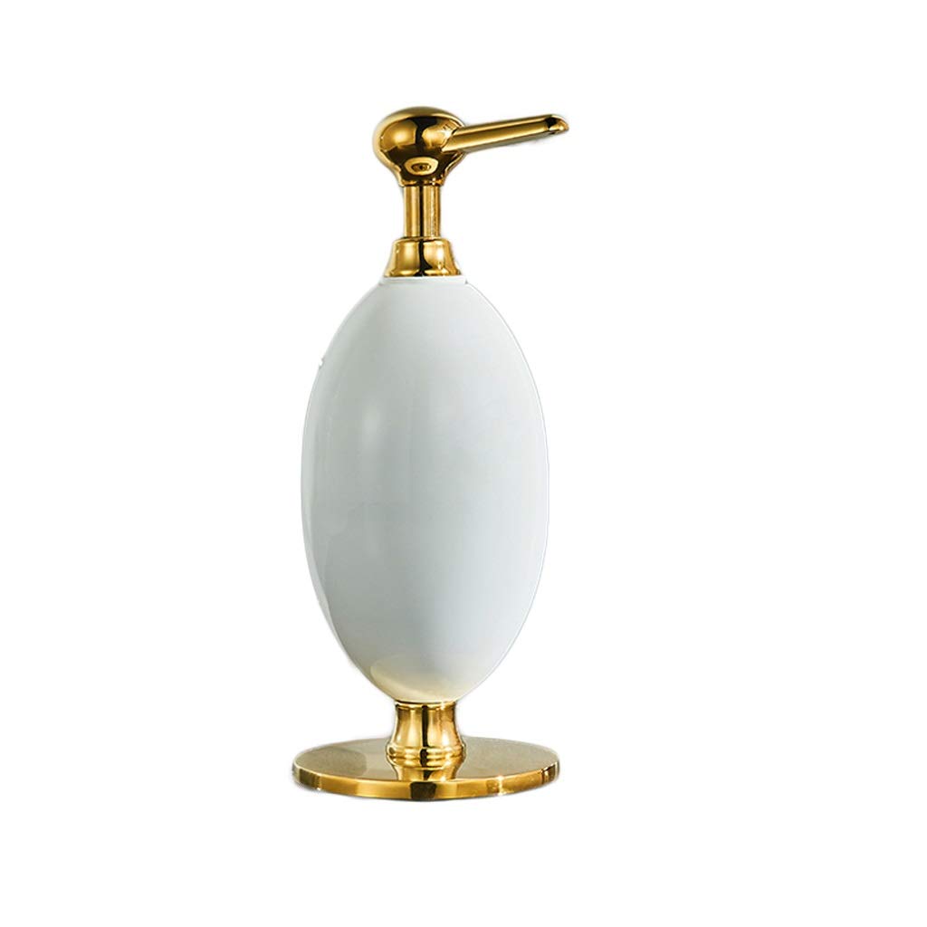 Premium Stainless Steel Wall-Mounted Soap Dispenser - 11.8oz Manual Hand Sanitizer Bottle for Bathroom, Kitchen, Hotel & Restaurant (White & Gold) | Hygienic Touch-Free Solution for Home & Commercial Use