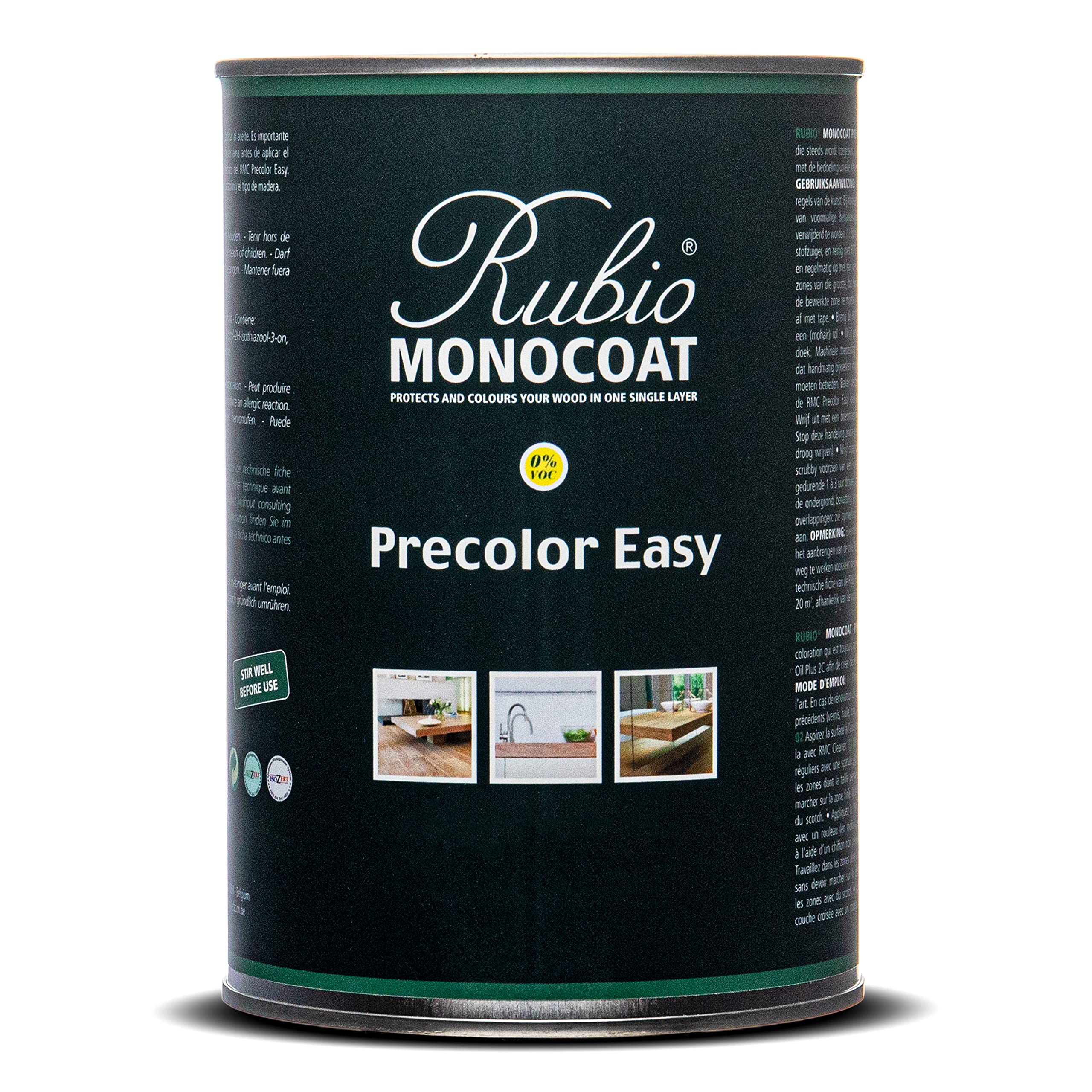 Rubio Monocoat Precolor Easy Water-Based Wood Stain | Monsoon Grey | Quick-Dry Eco-Friendly Pre-Treatment for Indoor Floors & Furniture | 1 Liter (200 ft² Coverage) | Perfect for DIY Home Renovation & Woodworking Projects