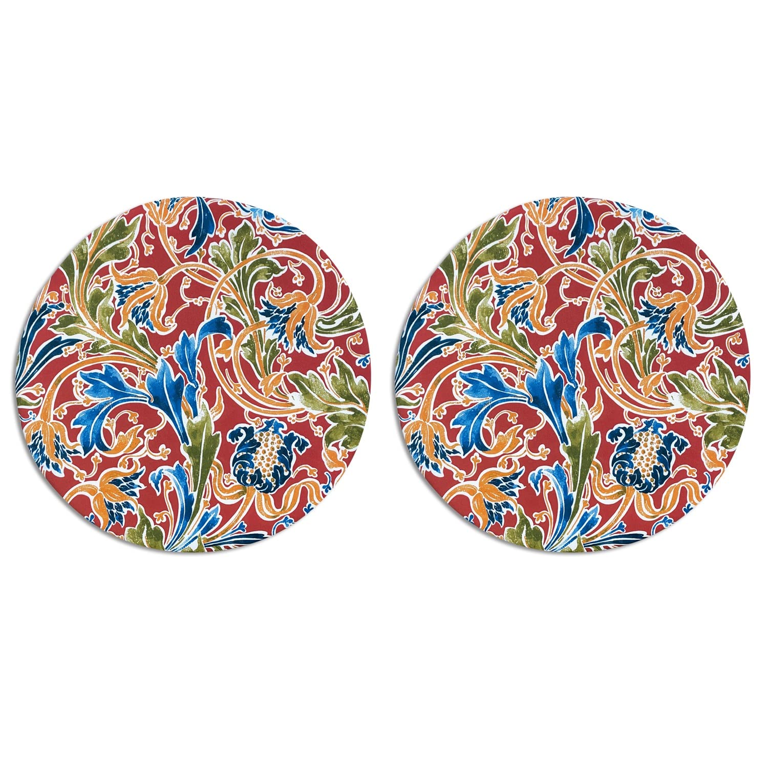 Premium FBTS Prime Bistro Chair Cushions Set of 2 - 22x22 Inch Round Outdoor Seat Cushions in Red Paisley Pattern, Water-Resistant Patio Chair Pads for Garden, Deck, Poolside & Outdoor Dining Furniture