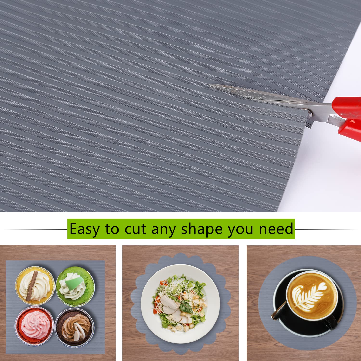 Non-Adhesive Drawer & Shelf Liner - Washable Refrigerator Mat, Odorless Plastic Pantry Organizer for Kitchen Cabinets, Cupboards, Wire Shelves & Shoe Storage (Gray, 23.6