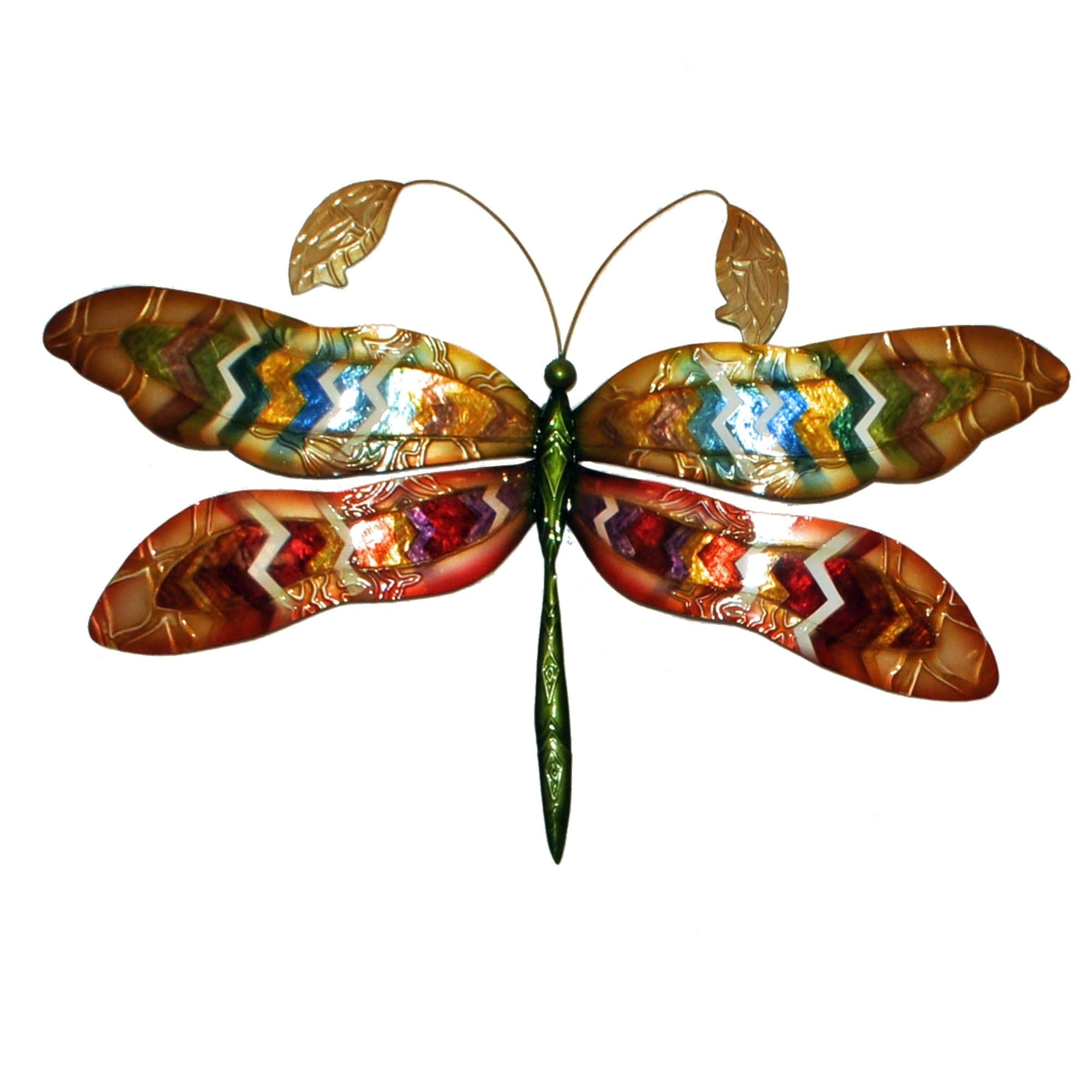Handmade Multicolor Dragonfly Metal Wall Art - Brown Hand-Painted Iron Sculpture for Home & Garden Decor, Outdoor Patio, Living Room, Bedroom, Office