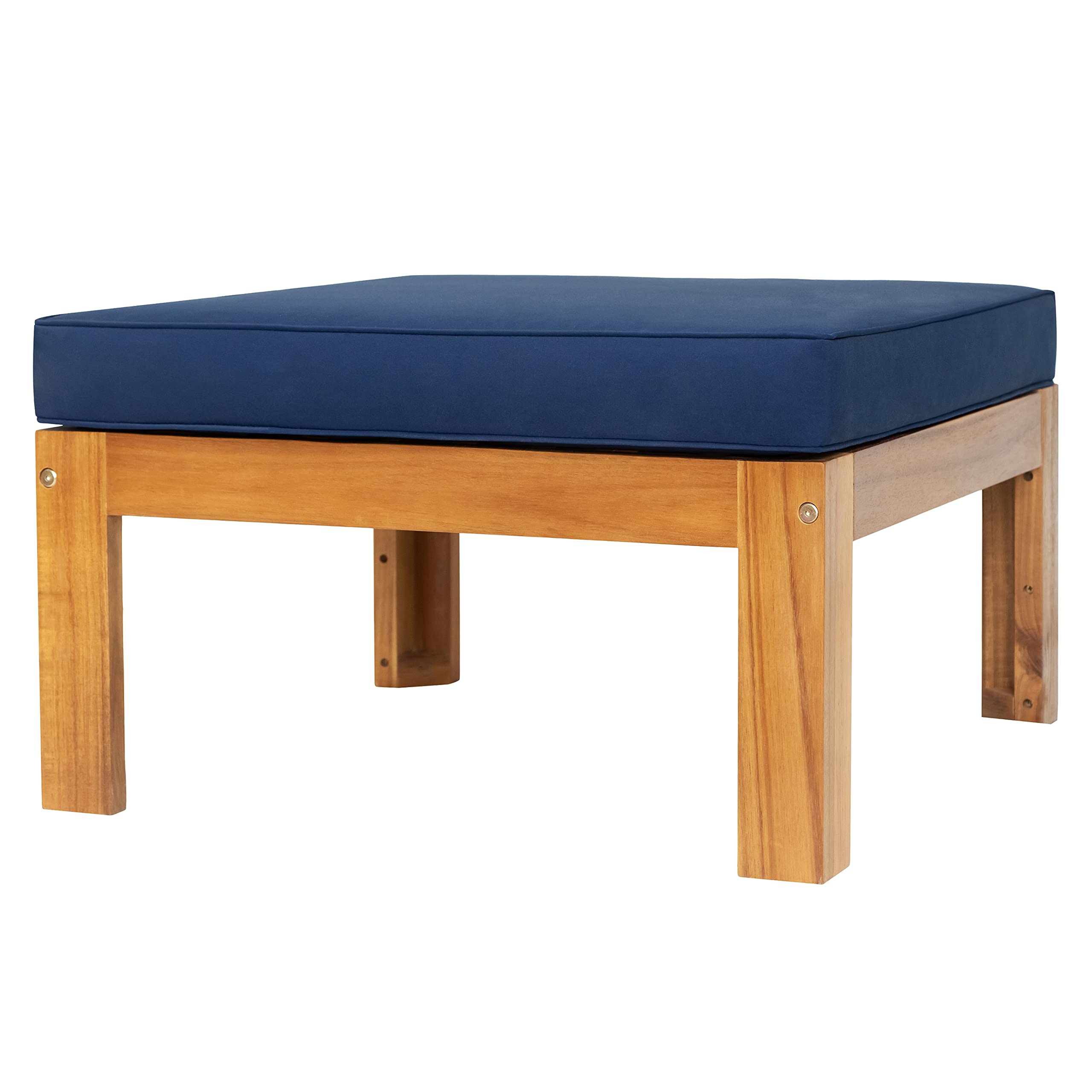 Premium 5-Piece Acacia Wood Outdoor Patio Furniture Set with Cushions - All-Weather Corner Sofa & Coffee Table Conversation Set, Natural Finish + Blue Cushions for Backyard, Garden, Poolside or Terrace Relaxation