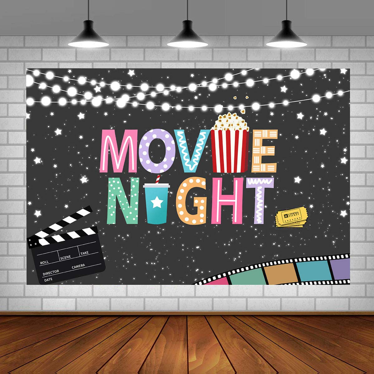 Premium Hollywood Movie Night Backdrop - Cinema Party Decor for Birthday, Awards & Photoshoot (Popcorn Theme) | Perfect for Movie Themed Parties, Home Theater Decorations & Photography Backgrounds