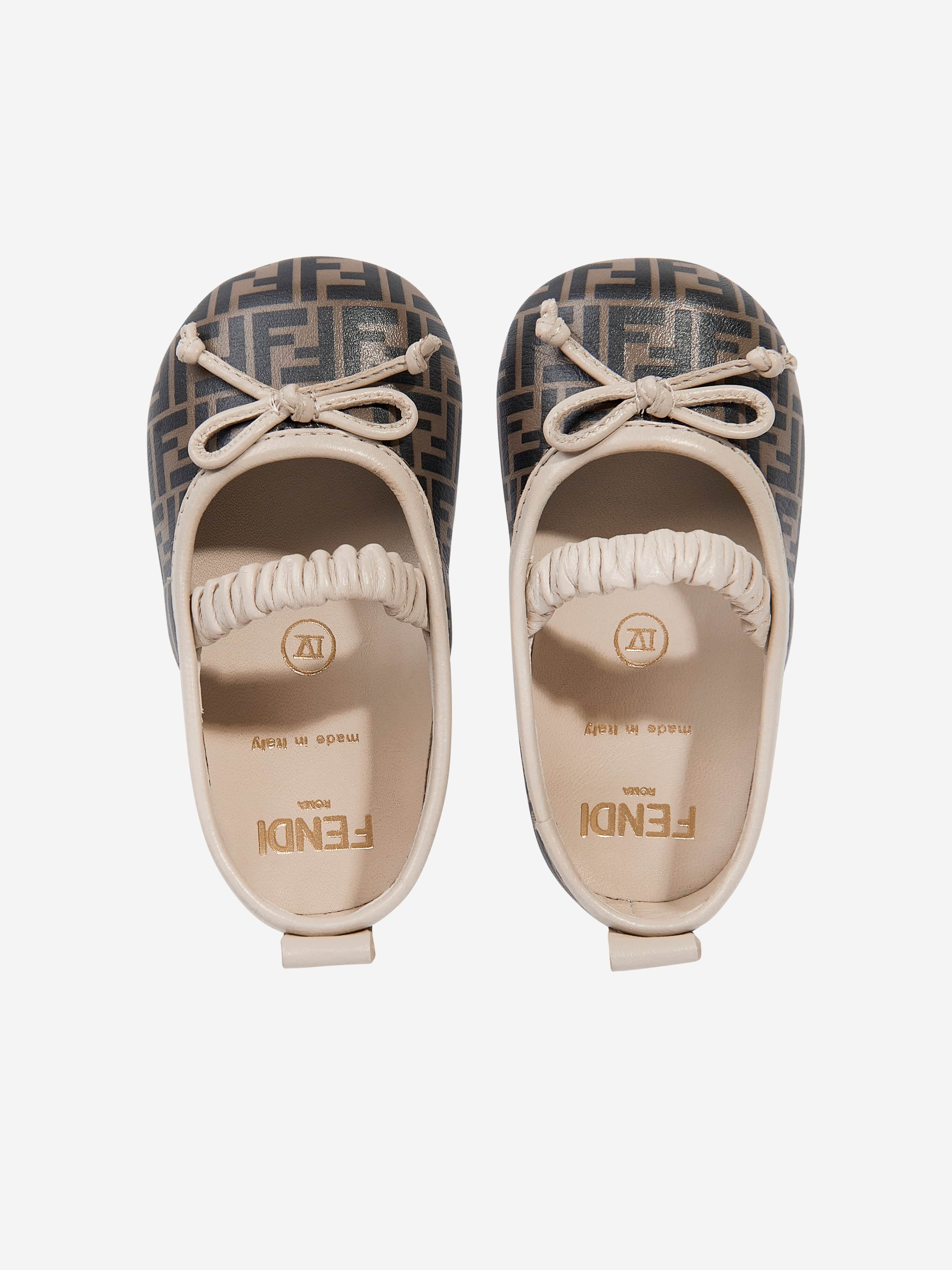 Brown Baby Girls FF Logo Pre-Walker Shoes - Soft & Comfortable First Walking Shoes for Infants & Toddlers - Perfect for Indoor Play, Crawling & Early Steps