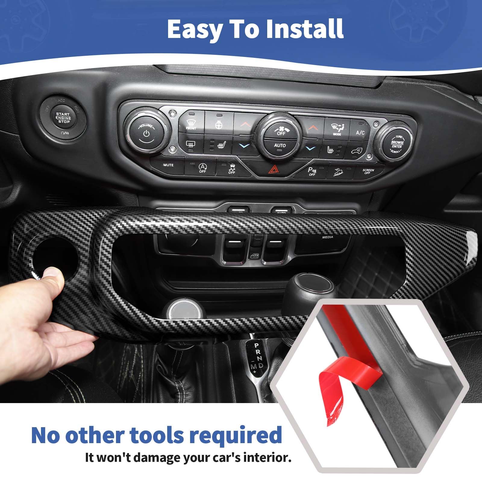 Carbon Fiber AC Control Panel Trim Cover for Jeep Wrangler JL JLU & Gladiator JT (2018-2023) - Interior Dash Upgrade Accessory | Perfect for Off-Roading & Custom Jeep Modifications