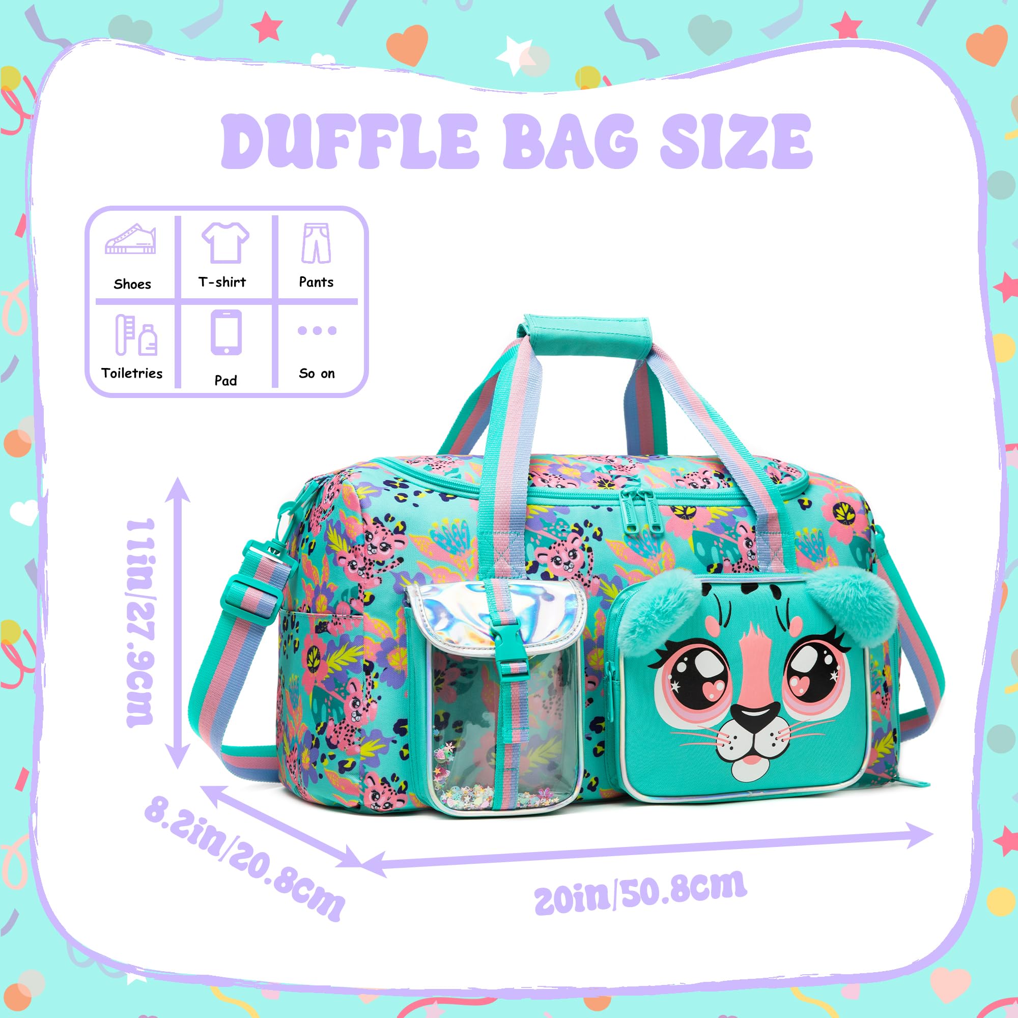 **Kids Duffle Bag for Girls - Travel, Dance, Gym & Overnight Weekender Bag with Shoe Compartment | Perfect for School, Sports & Weekend Getaways**