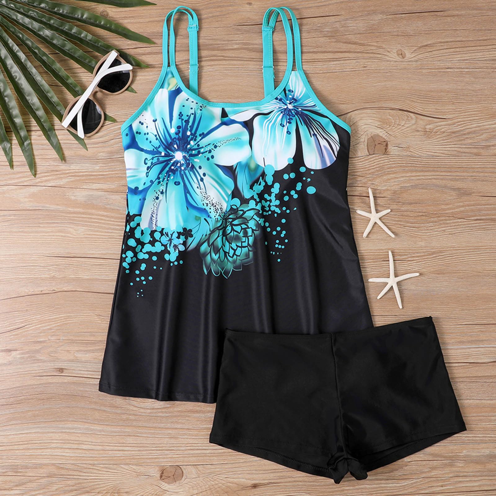 Women's 2 Piece Tankini Swimsuits with Shorts - Floral Plus Size Bathing Suits for Summer 2024 | Beach, Pool & Vacation Swimwear