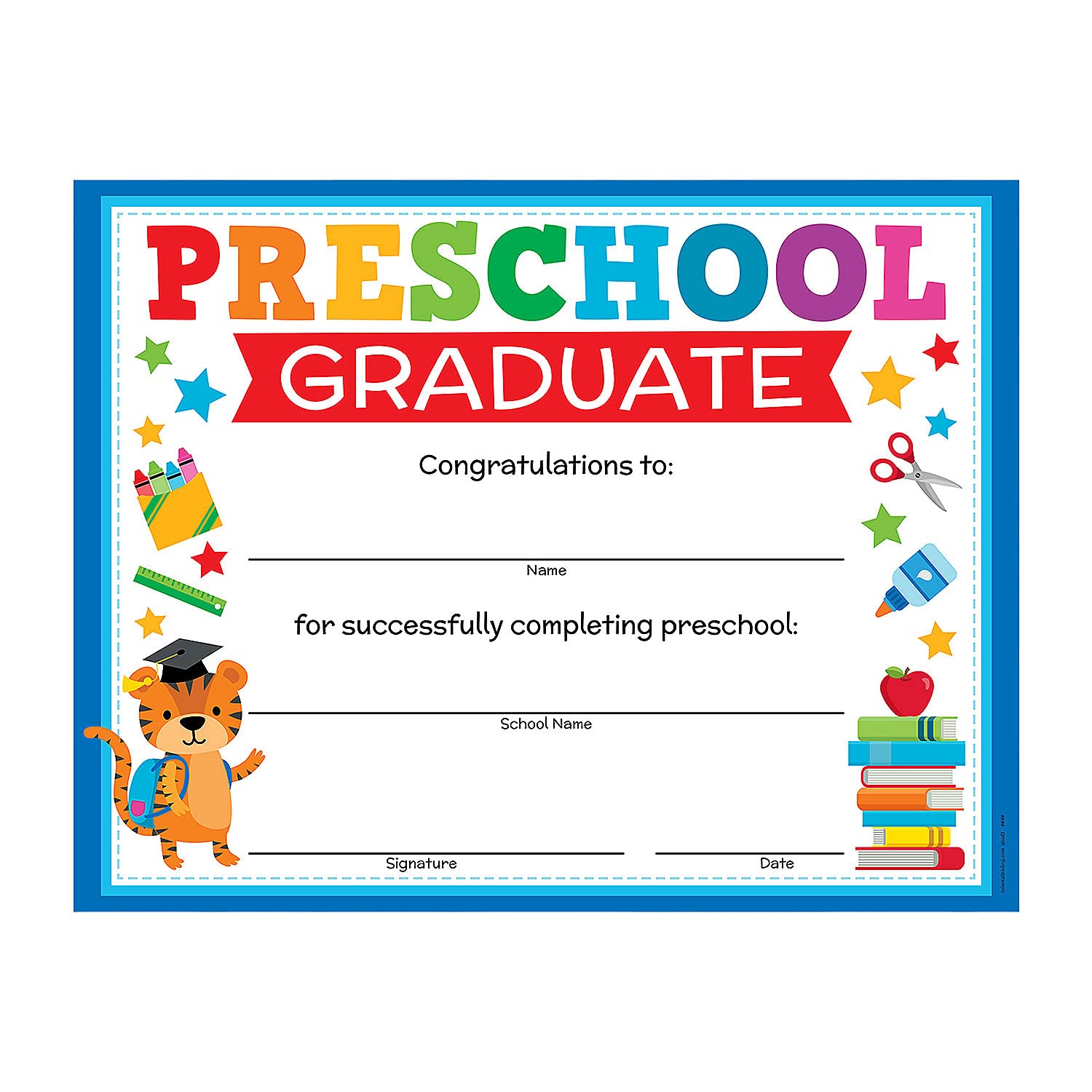 Preschool Graduation Certificates 25 Pack - for Kindergarten Awards & Celebrations