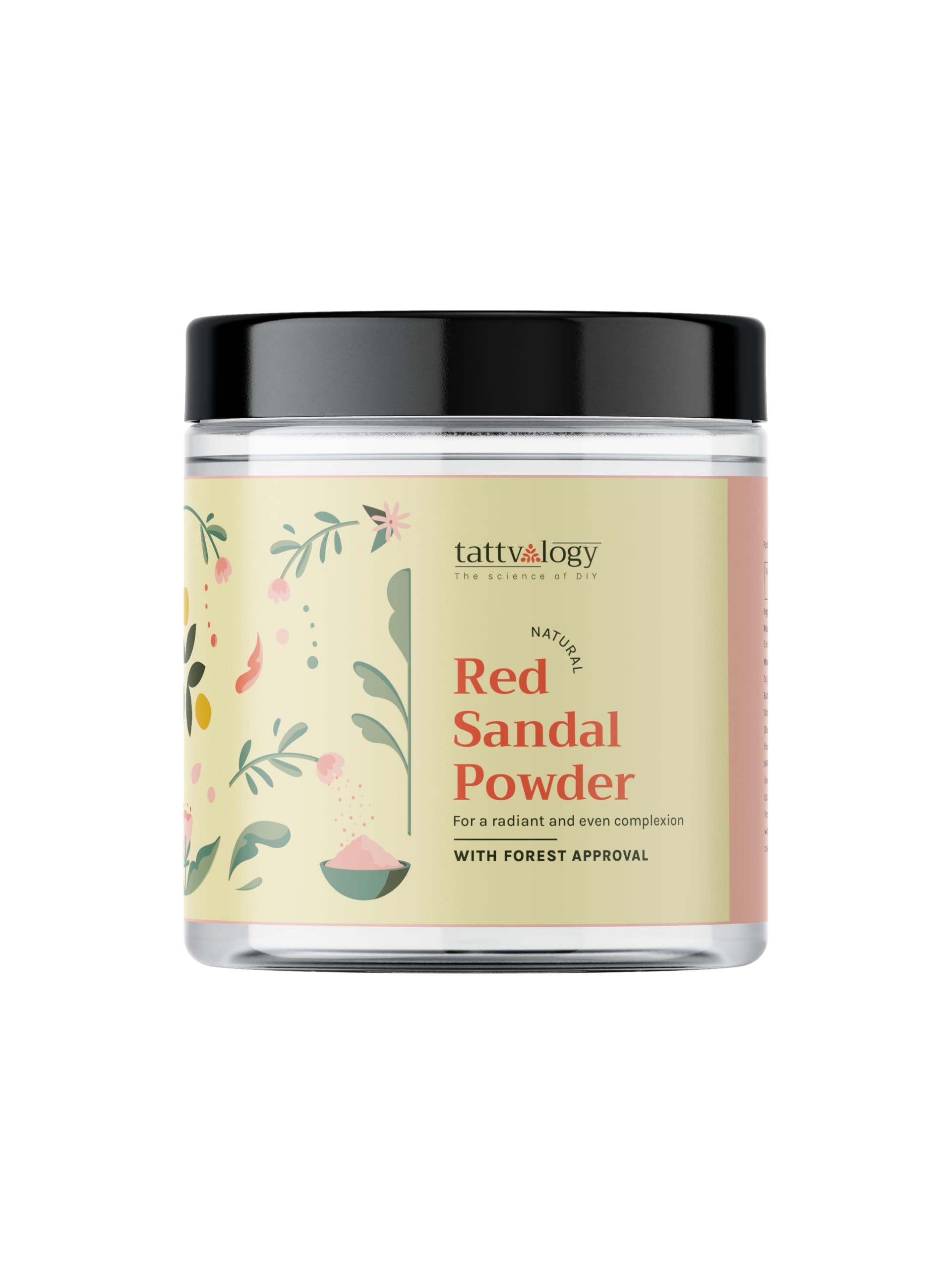 Tattvalogy Red Sandalwood Powder | 100% Pure Natural Lal Chandan for Skin Care | Reduces Blemishes, Acne & Brightens Dull Skin | Chemical-Free Face Pack for Detan & Glow | Glass Bottle 100g | Perfect for Puja Rituals & DIY Beauty Treatments