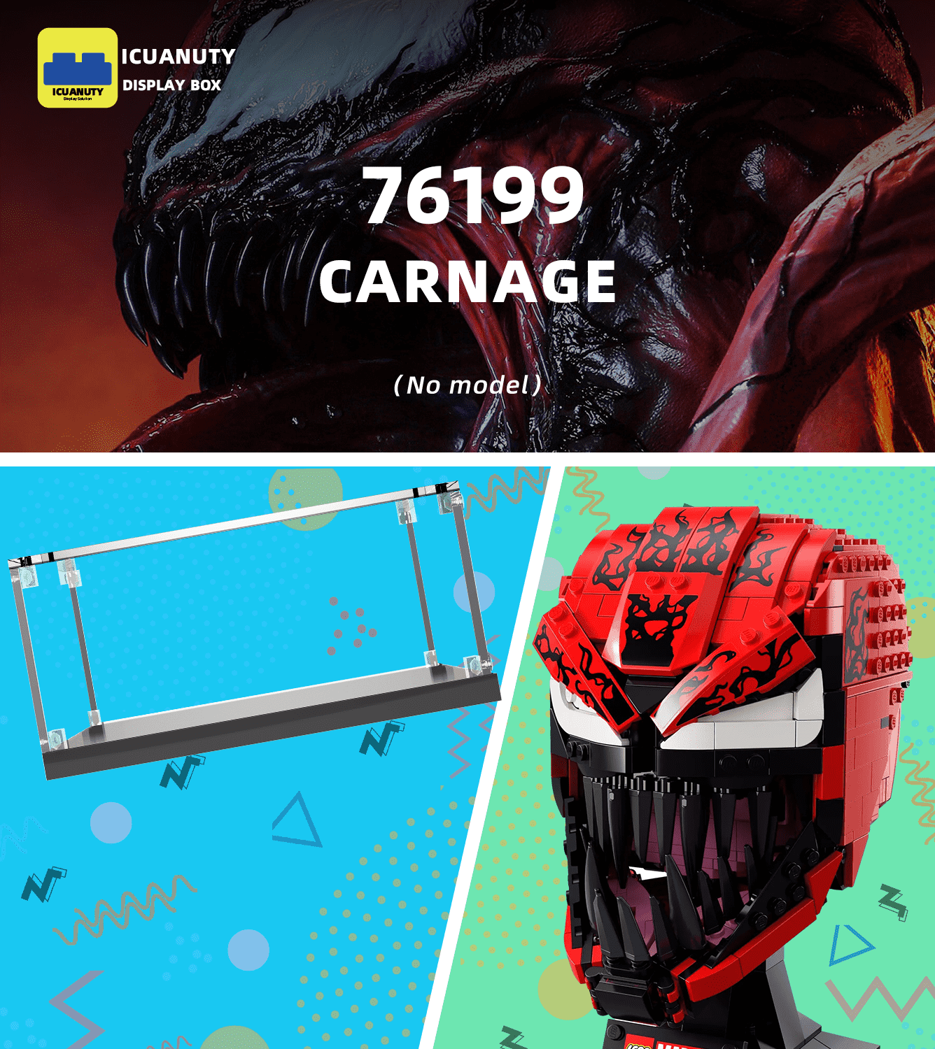 Lego Marvel Carnage 76199 Display Case - Clear Acrylic Showcase for Collectible Minifigures | Perfect for Home Decor, Office Display & Gift Giving