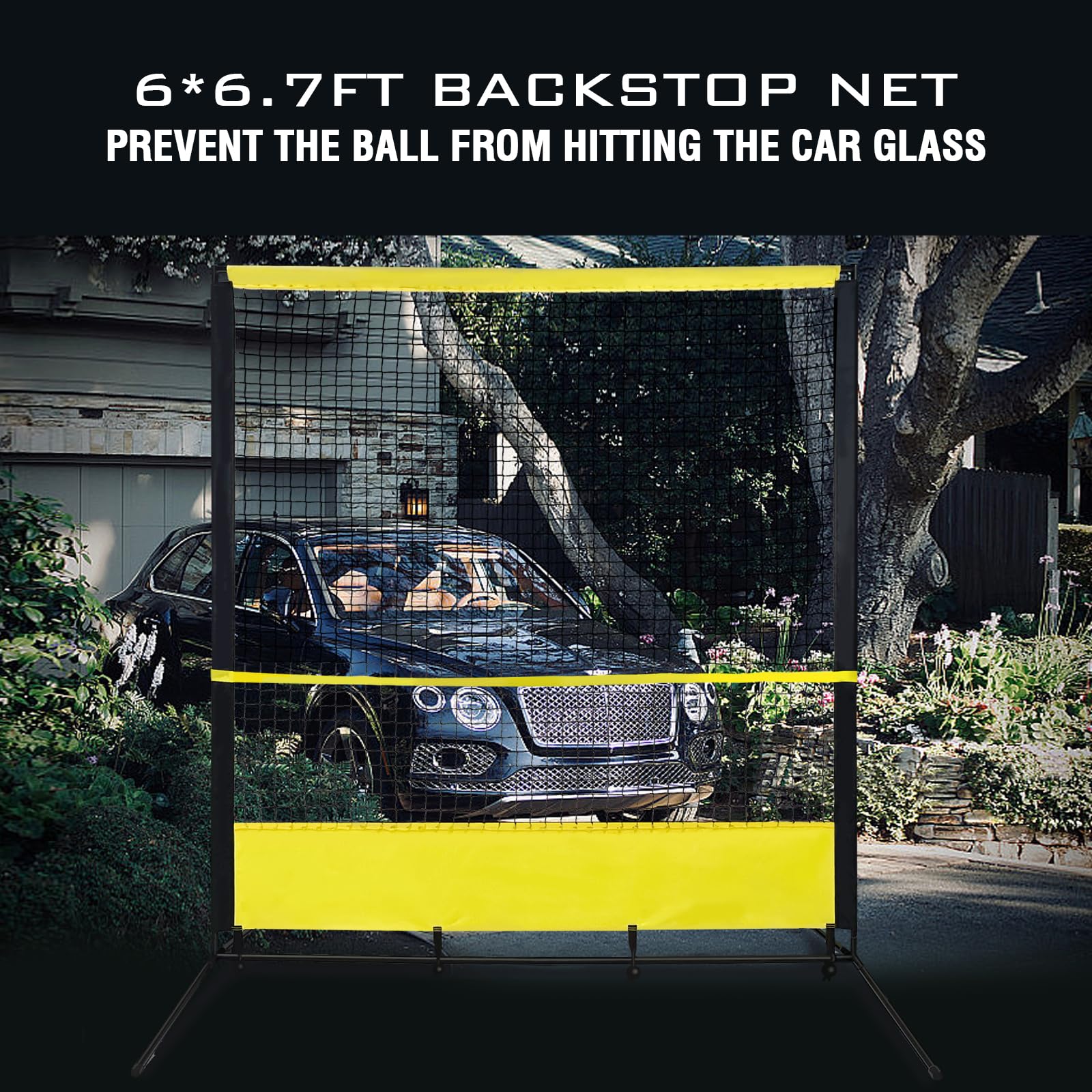 Portable Backstop Barrier Netting for Lacrosse, Soccer, Basketball & Tennis - Multi-Sport Protective Screen with Carry Bag | Perfect for Backyard Practice, Training & Game Protection
