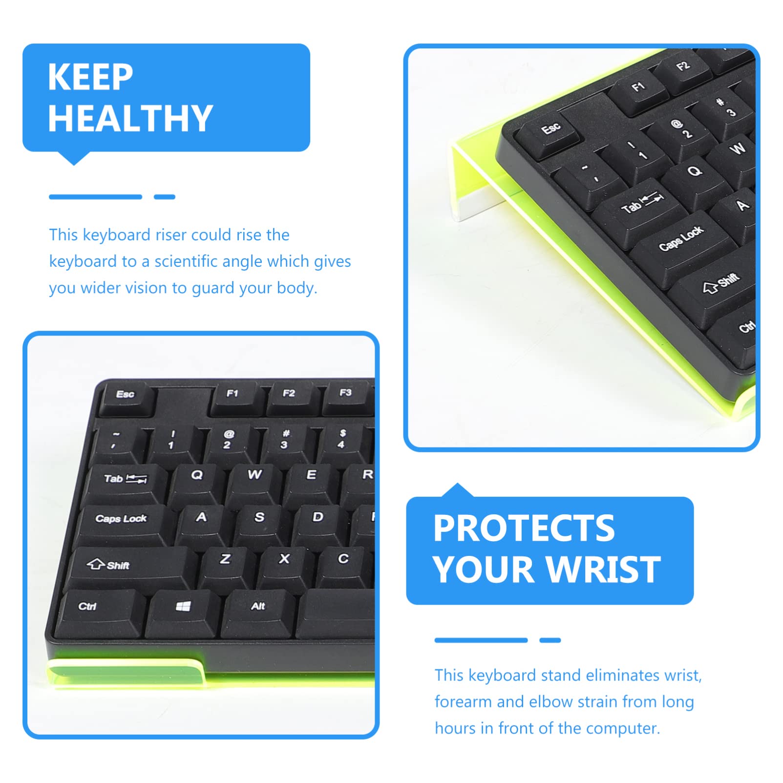 Ergonomic Keyboard Stand for Desk - Adjustable Computer Keyboard Riser with Non-Slip Base for Comfortable Typing | Perfect for Office Workstations, Gaming Setups & Home Desks