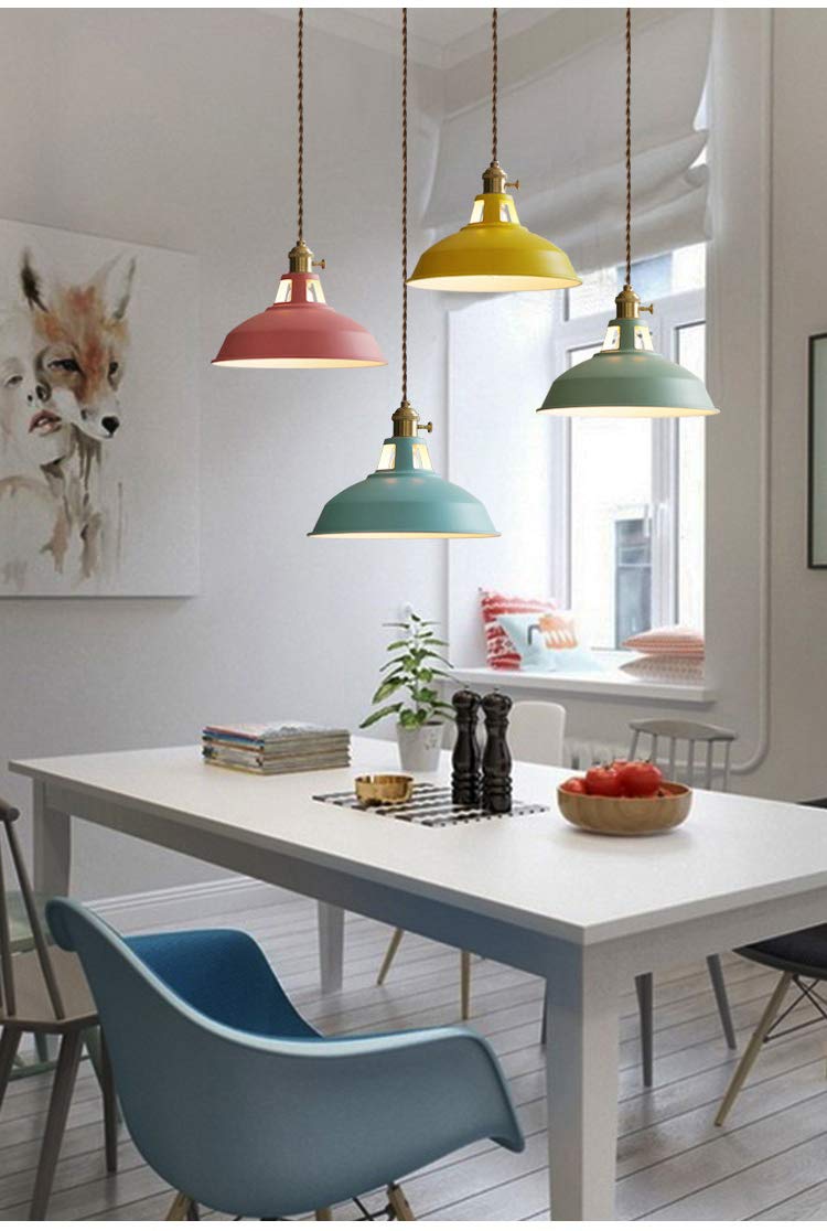 Juno-Style Iron Pendant Light - 1.96 ft Adjustable Cord with Macaron Yellow Shade | Track Lighting for Kids Room & Home Decor | Customizable Hanging Fixture (Bulbs Not Included) | Perfect for Nursery, Bedroom & Modern Interior Design