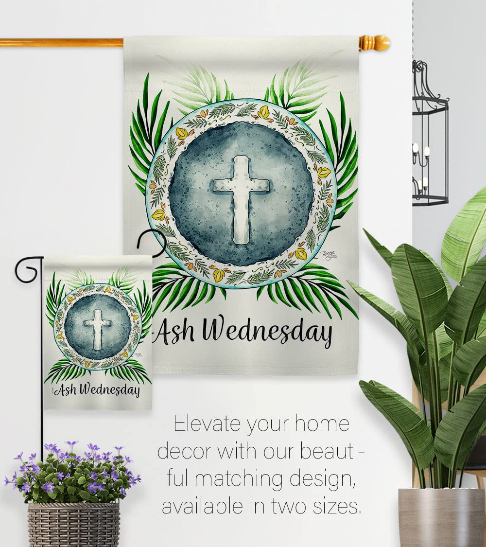 Holy Ash Wednesday House Flag 2-Pack - Religious Christian Easter Decor with Dove Symbol for Faith, Hope & Peace - Double-Sided Garden & Yard Banner - Made in USA - Perfect for Church, Home & Outdoor Decorations