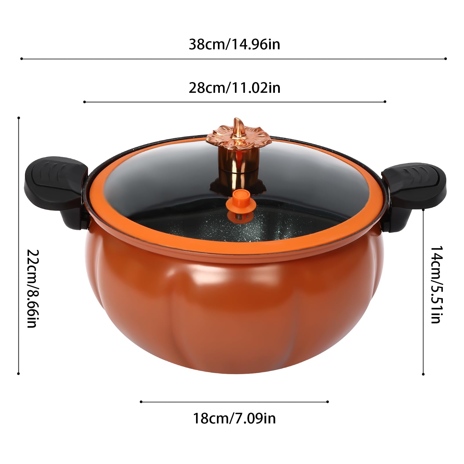 8L/2.11Gal Non-Stick Micro Pressure Cooker Pot - Mini Pumpkin Design Maifan Stone Cooking Pot for Home Kitchen | Perfect for Quick Meals, Stews & Healthy Cooking