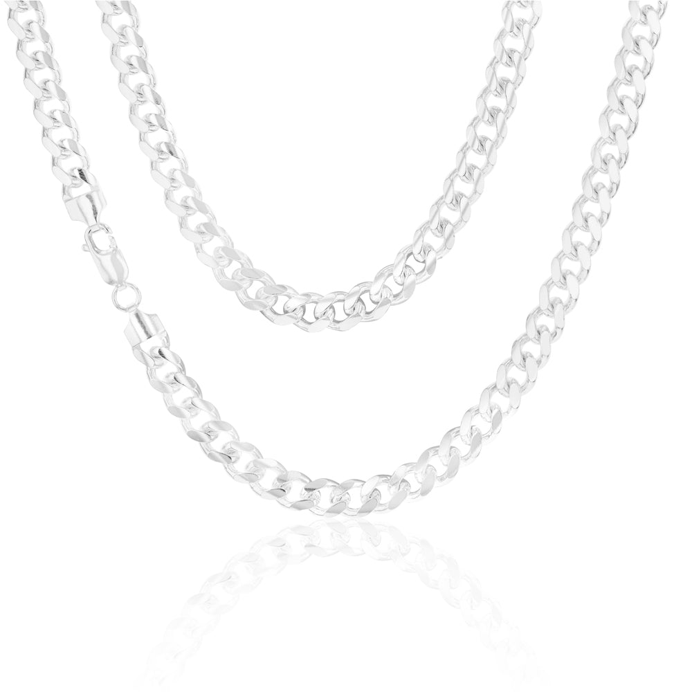 55cm Sterling Silver Curb Chain Necklace for Women - Durable 925 Silver Jewelry for Everyday Wear, Gifts & Special Occasions