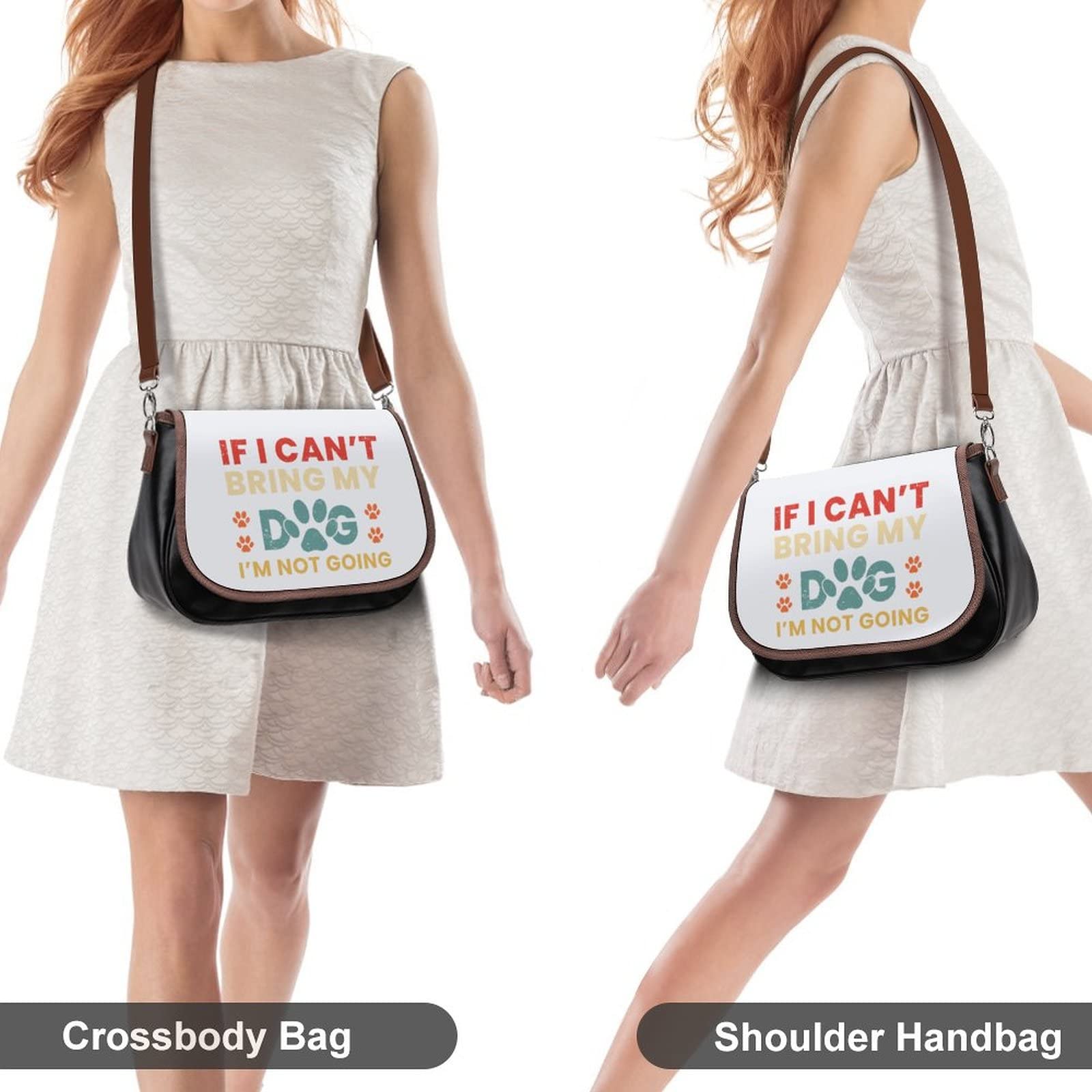 Trendy Printed Crossbody Bags for Women - Genuine Leather Shoulder Bag & Satchel Hobo Purse with Dog Pattern - Perfect for City Travel, Shopping & Daily Use