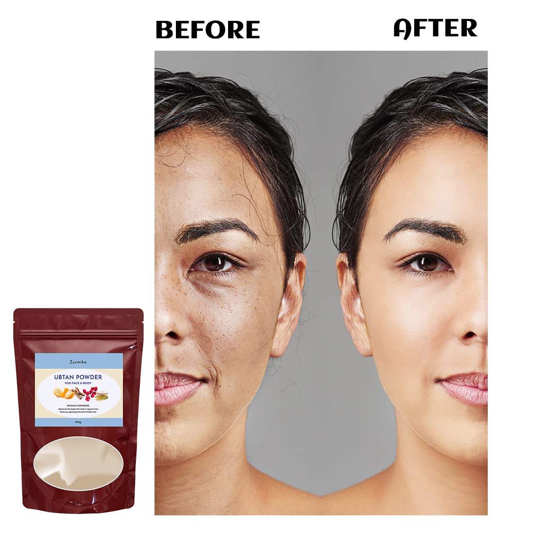 Zysmika Ubtan Powder for Face & Body - 100g (Pack of 2) | Natural Skin Whitening & Glowing Treatment | Homemade Facial Hair Removal | Perfect for Daily Skincare & Bridal Prep