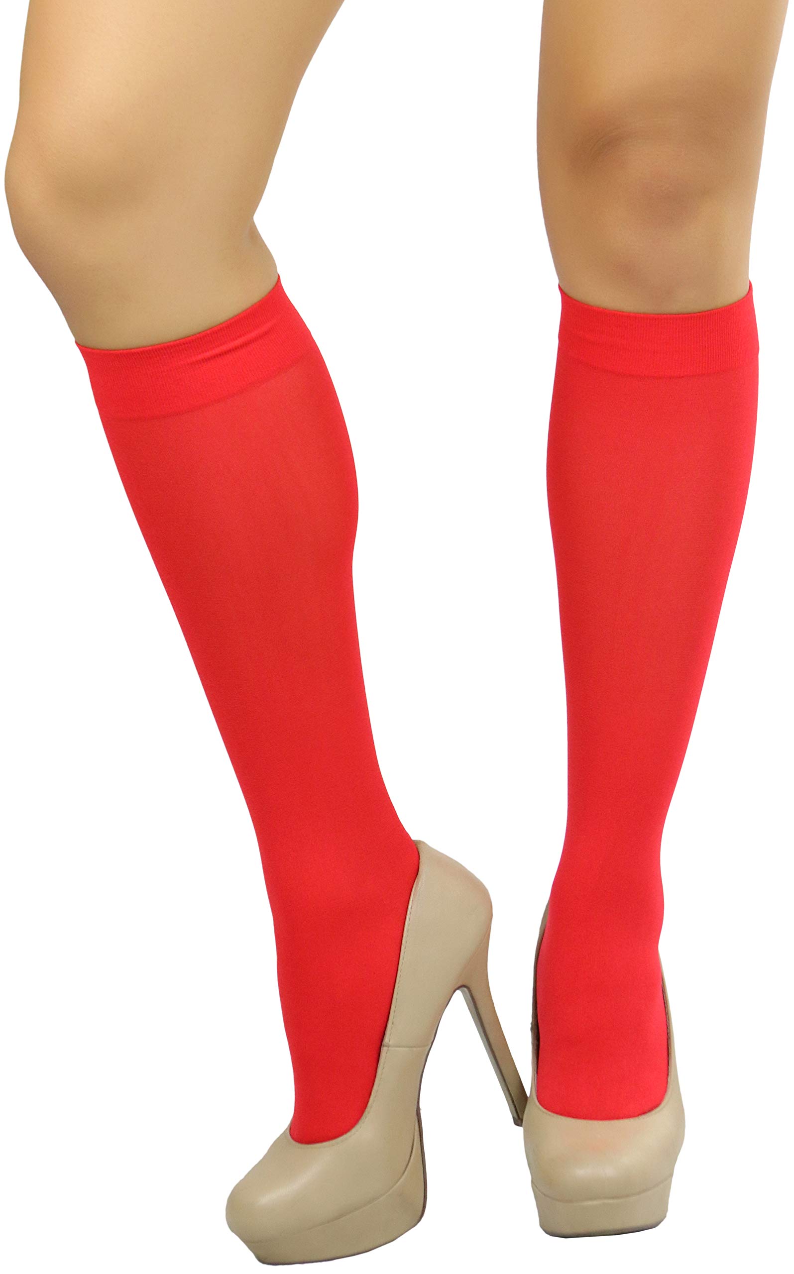 ToBeInStyle Women's Fashion Opaque Nylon Knee High Socks - Warm Winter Boot Socks for Women, Non-Slip Comfortable Crew Socks - Perfect for Boots, Office, Casual Outfits & Cold Weather