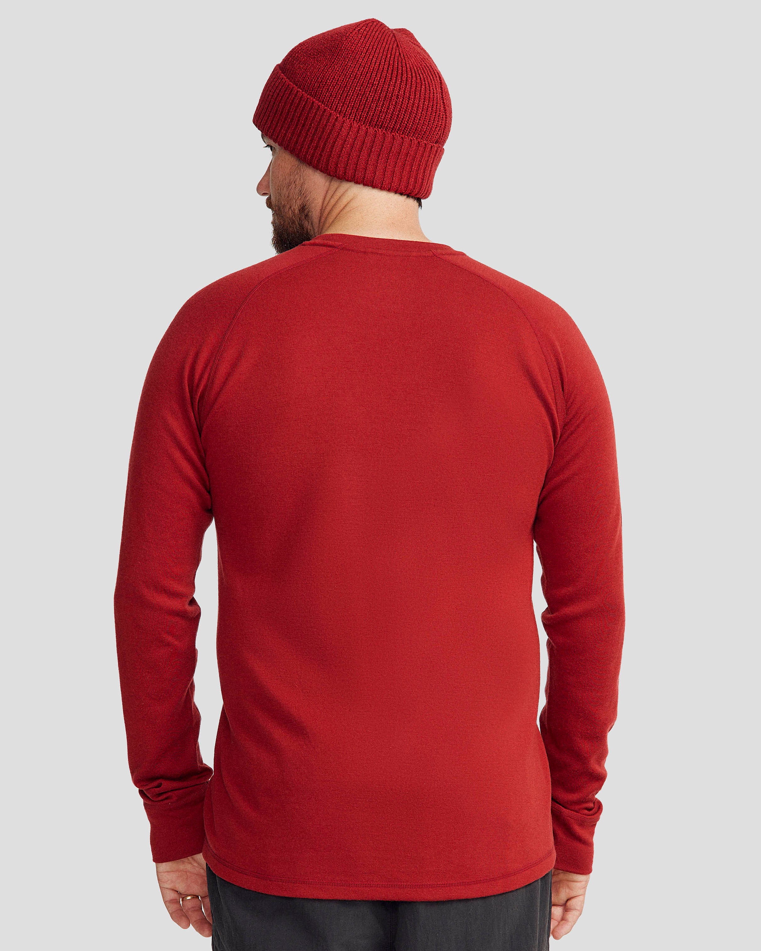 Men's K Merino 250 Long Sleeve Thermal Top - Pinot Color - Base Layer for Hiking, Skiing & Winter Outdoor Activities