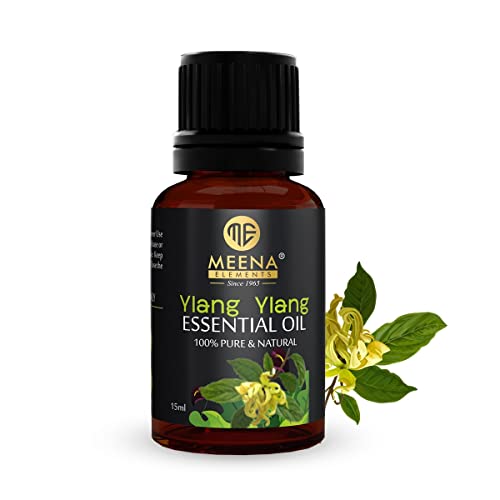 MEENA ELEMENTS 100% Pure Natural Ylang Ylang Essential Oil - Therapeutic Anti-Cellulite Body Lotion for Healthy Hair, Skin & Scalp - Controls Acne & Oily Skin - 15ml - Perfect for Aromatherapy, Massage & Skincare Routine