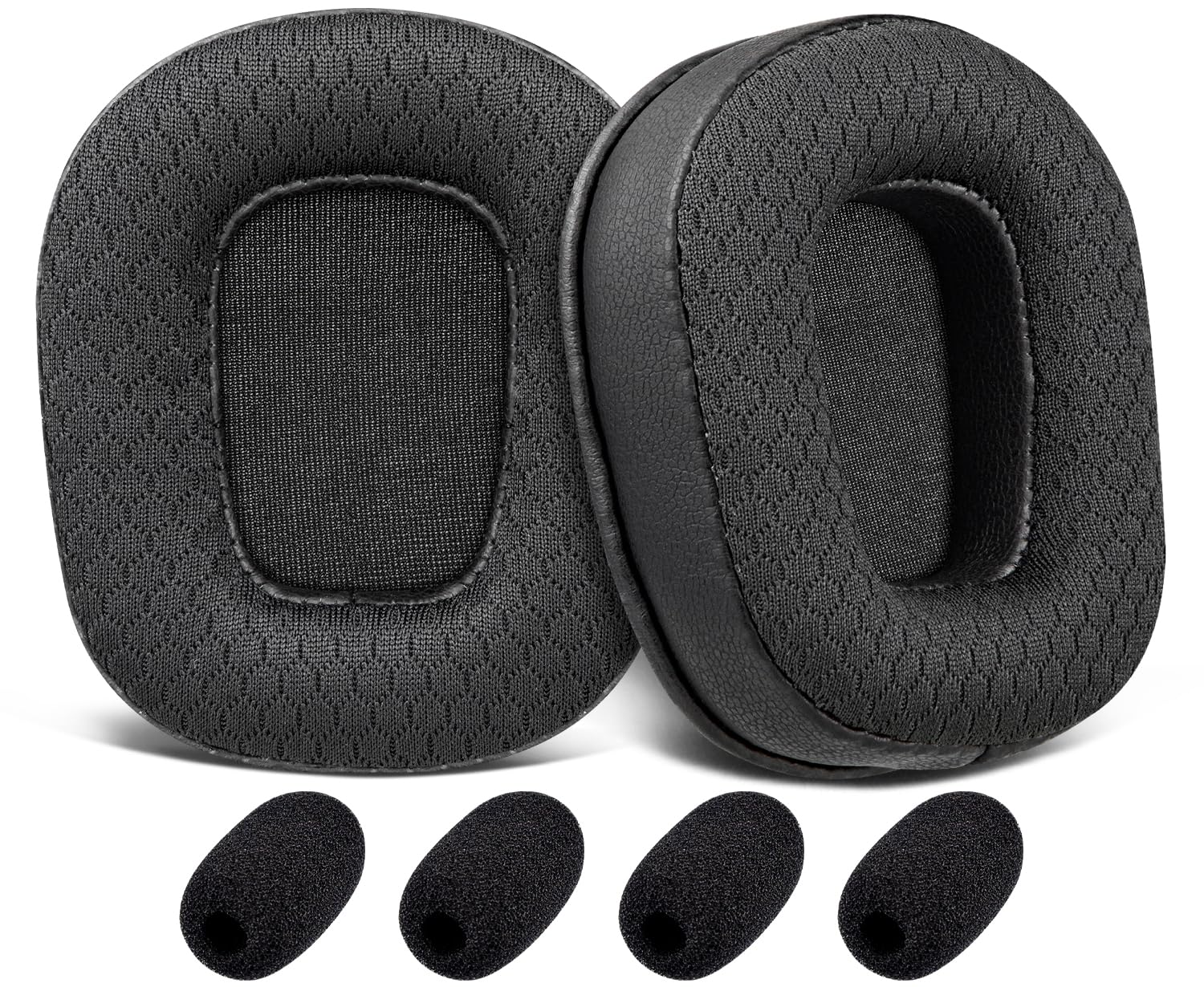SOULWIT Replacement Earpads for BlueParrott B350/B350XT - Noise Cancelling Mesh Fabric Cushions with Football Texture & Isolation Foam (Black) | Comfort Upgrade for Truckers, Call Center & Office Headsets