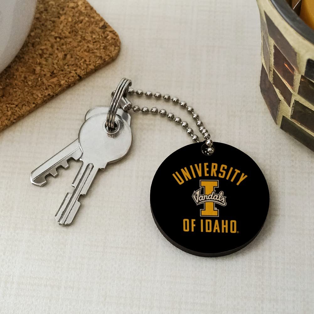 University of Idaho Vandals Wooden Round Keychain - Custom Engraved Key Ring for Fans & Alumni - Perfect for Gifts, Keys, and School Spirit Accessories