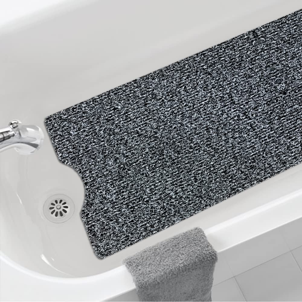 Non-Slip Bathtub Loofah Mat for Shower - EKUIEKA 31.5 x 16 Inch Bath Tub Slip-Resistant Mat for Bathroom Safety (Black Grey) - Perfect for Elderly, Kids & Wet Floors