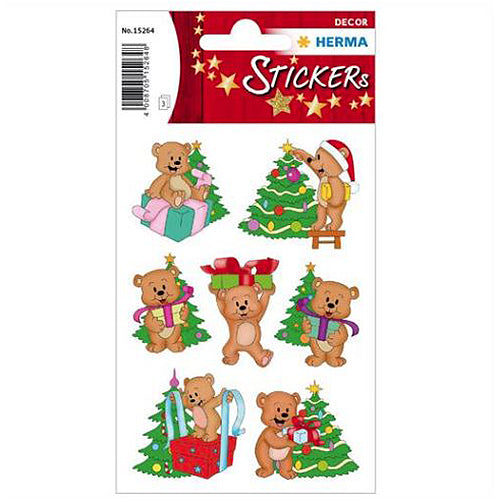 Christmas Bear Stickers - 15264 Pack - Holiday Decals for Scrapbooking, DIY Crafts, and Gift Wrapping