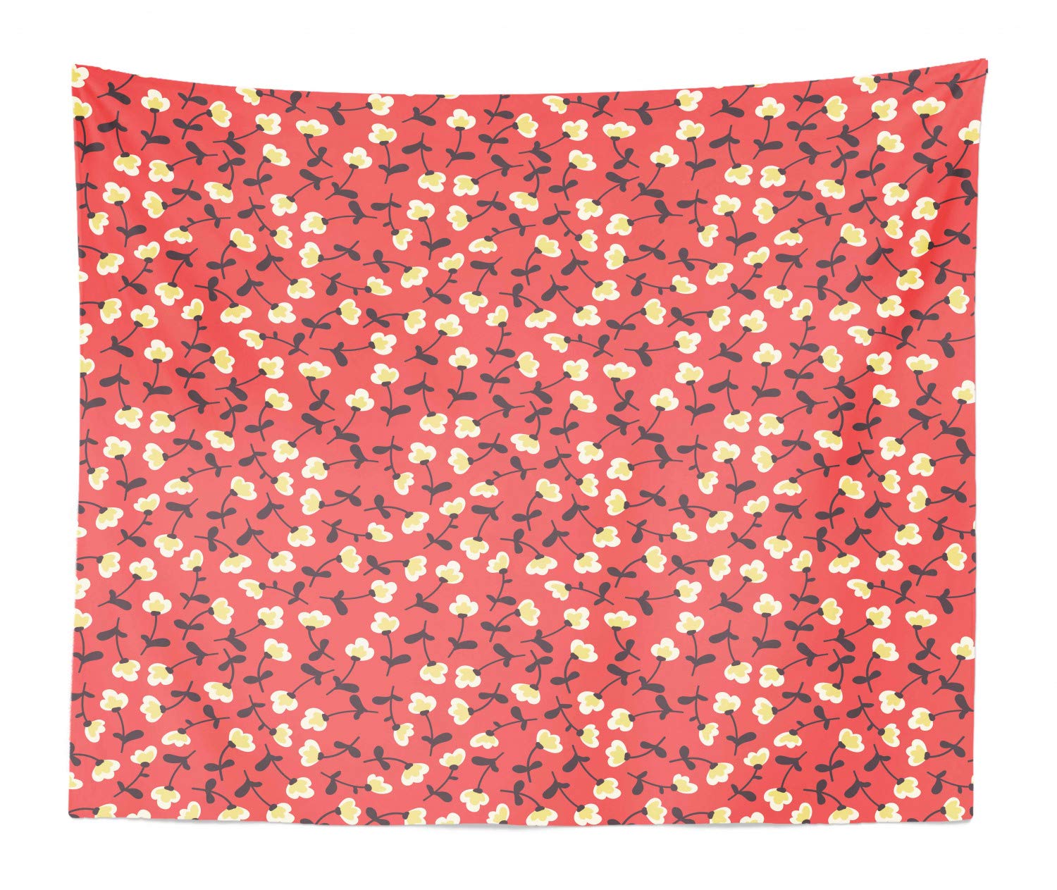 Ambesonne King Size Floral Tapestry - Doodle Style Spring Romance Design, 104