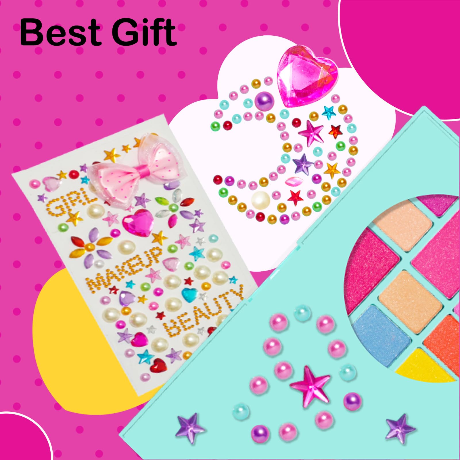 Tomons Washable Kids Makeup Kit - Birthday Gift for Girls 3-10 Years - Pretend Play & Dress Up