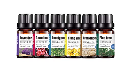 100% Pure Essential Oil Set - 6 Pack Natural Aromatherapy Oils for Diffusers, Humidifiers, Massage & Skin Care (0.34 Oz Each) | Relaxation, Stress Relief & Home Fragrance Solution