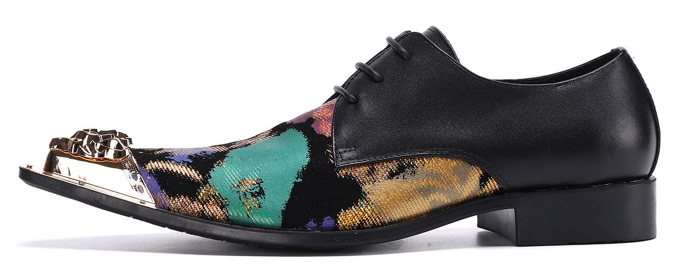 Santimon Men's Formal Dress Shoes - Genuine Leather Pointed Toe Oxfords for Business, Party & Club Wear | Stylish Floral Slip-On Design for Weddings, Office & Special Occasions