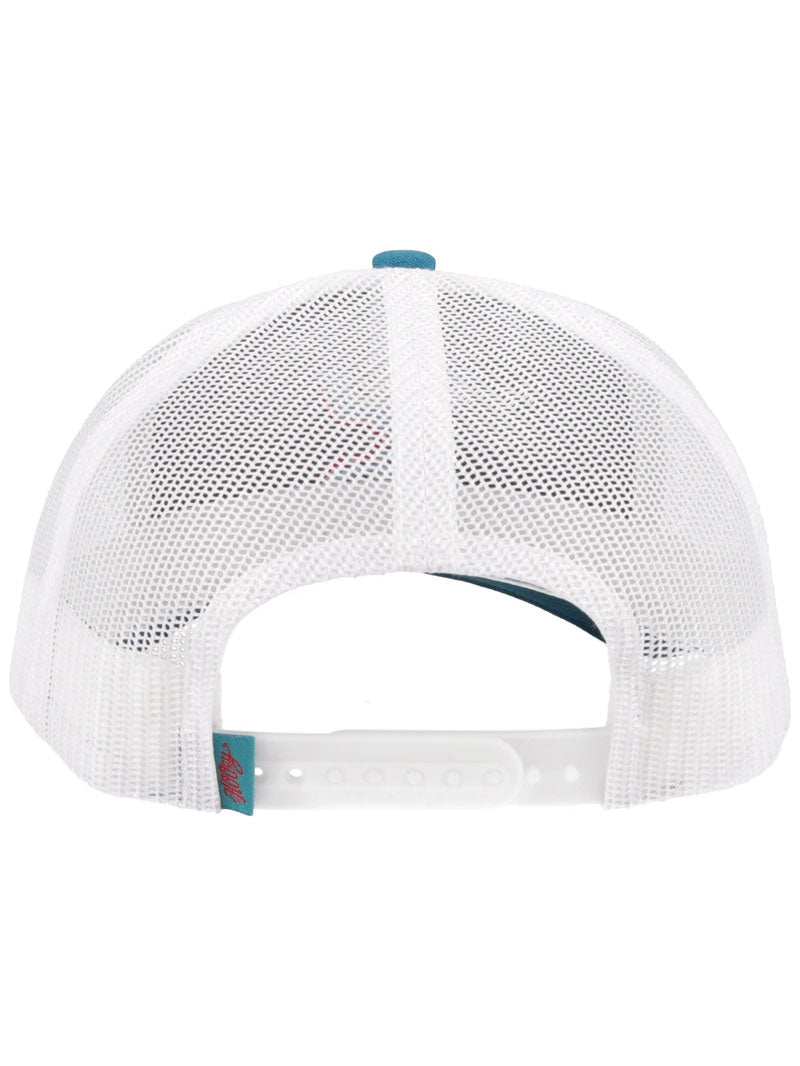 Hooey 2106T TQWH Sterling White & Turquoise 6-Panel Trucker Hat for Men - Western Style Adjustable Snapback Cap for Outdoor, Rodeo, and Casual Wear