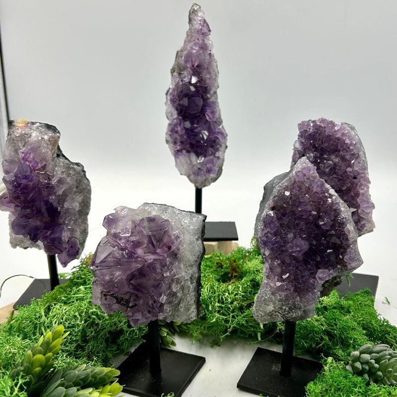 Natural Amethyst Crystal Clusters on Pins - Healing, Spiritual Growth & Energy Cleansing | Premium Brazilian Gemstones | Perfect for Meditation, Chakra Balancing & Home Decor