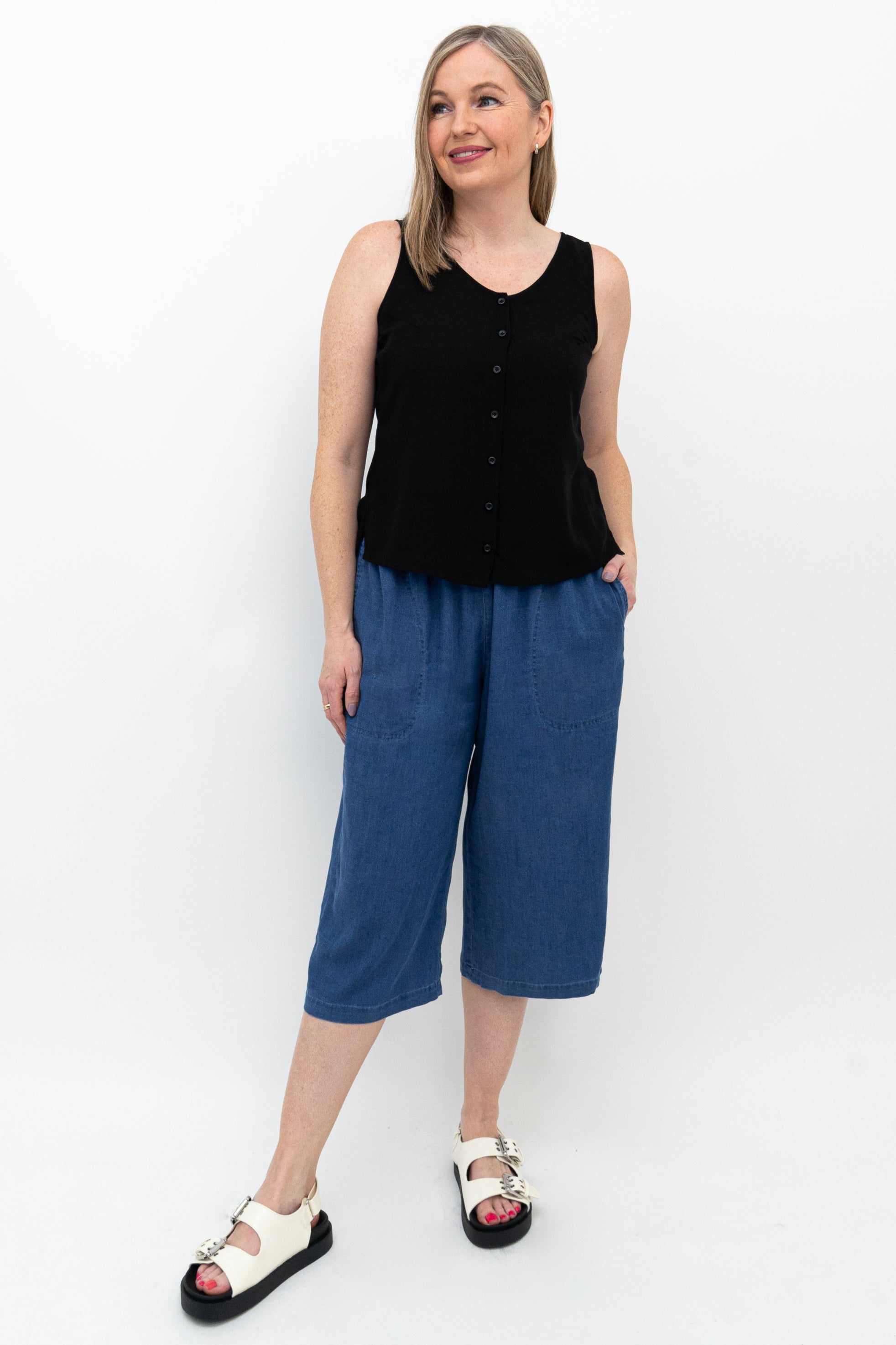 Jamie Capri Tencel Denim Pants - Women's Stretch Comfort Jeans for Casual Wear & Summer Outfits | Eco-Friendly Fabric, Perfect for Work & Weekend