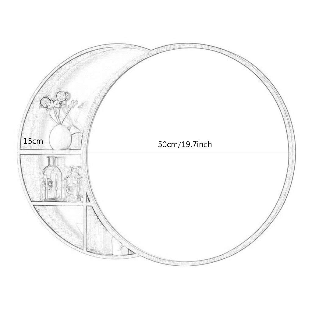 Solid Wood Round Wall Mounted Mirror Cabinet - Bathroom Vanity Mirror with Large Storage (Black, 19.7 Inch) - Perfect for Small Bathrooms & Bedroom Organization