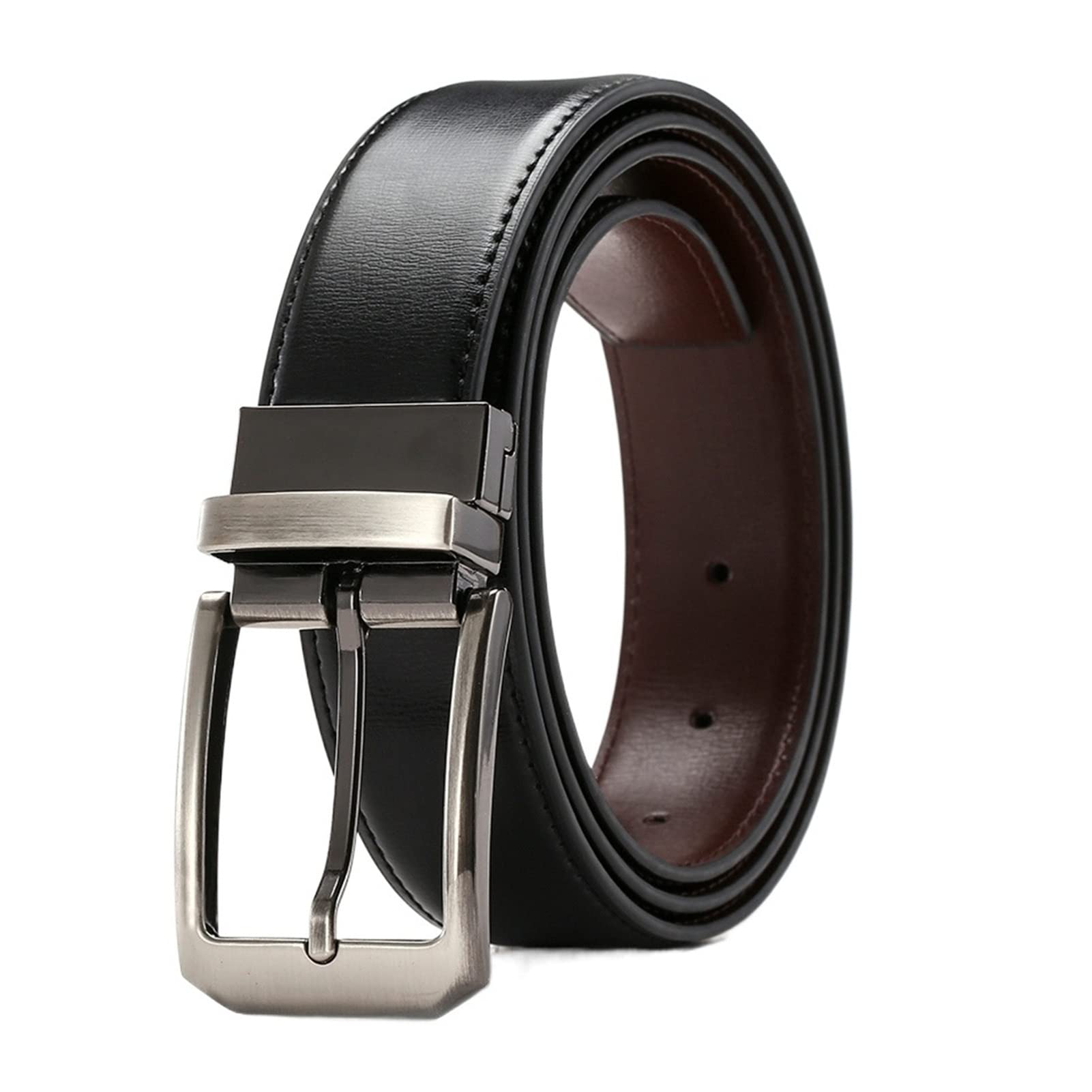 Men's Leather Belt with Pin Buckle - Business & Jeans Style for Everyday Wear
