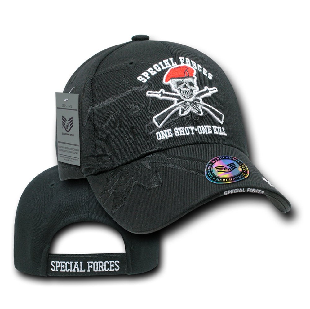 Rapiddominance 1 Shot 1 Kill Shadow Cap - Black Tactical Baseball Hat for Outdoor Hunting, Airsoft & Military Training | Perfect for Camouflage & Concealment