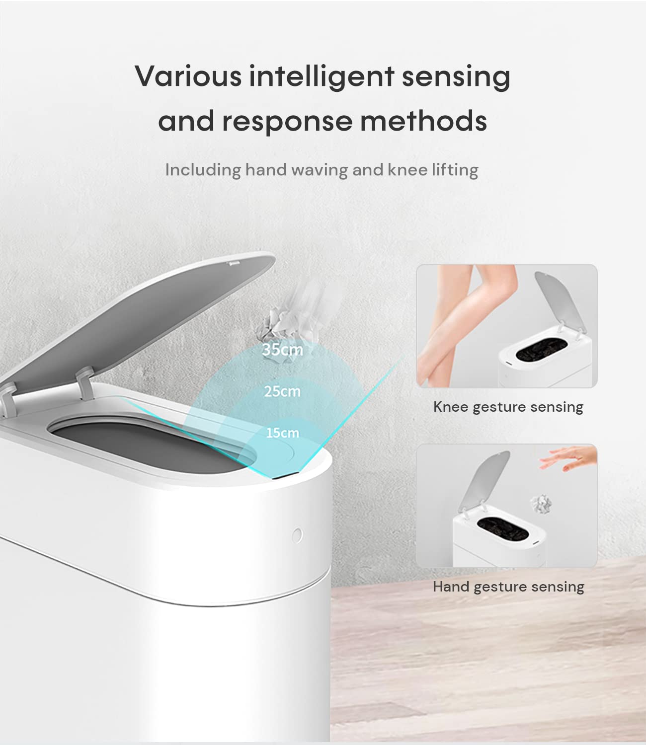 TOWNEW T3 Slim Automatic Infrared Motion Sensor Trash Can with Lid - 3.4 Gallon Touchless Self-Sealing Waterproof Garbage Bin for Bathroom, Kitchen & Office - Includes White Refill Ring (Up to 20 Bags) - Perfect for Hands-Free Waste Disposal & Hygiene Maintenance
