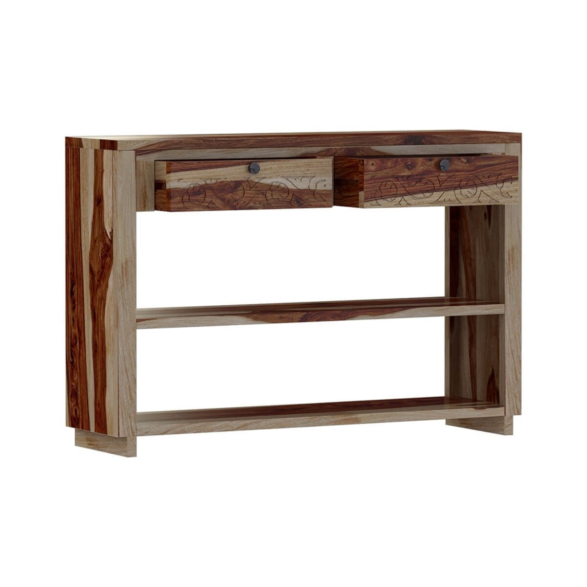 Rustic Solid Wood Entryway Console Table with 2 Drawers - Farmhouse Style Hallway Table for Foyer, Living Room & Home Decor | Dallas Ranch Collection