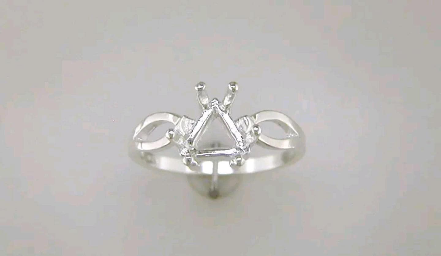 7-11mm Trillion Cut Vee Shank Sterling Silver or 14K Gold Blank Ring Setting - Size 7 (Pre-Notched) for Jewelry Making & Engagement Ring Designs | Perfect for DIY Crafting, Wedding Bands & Custom Jewelry Creations