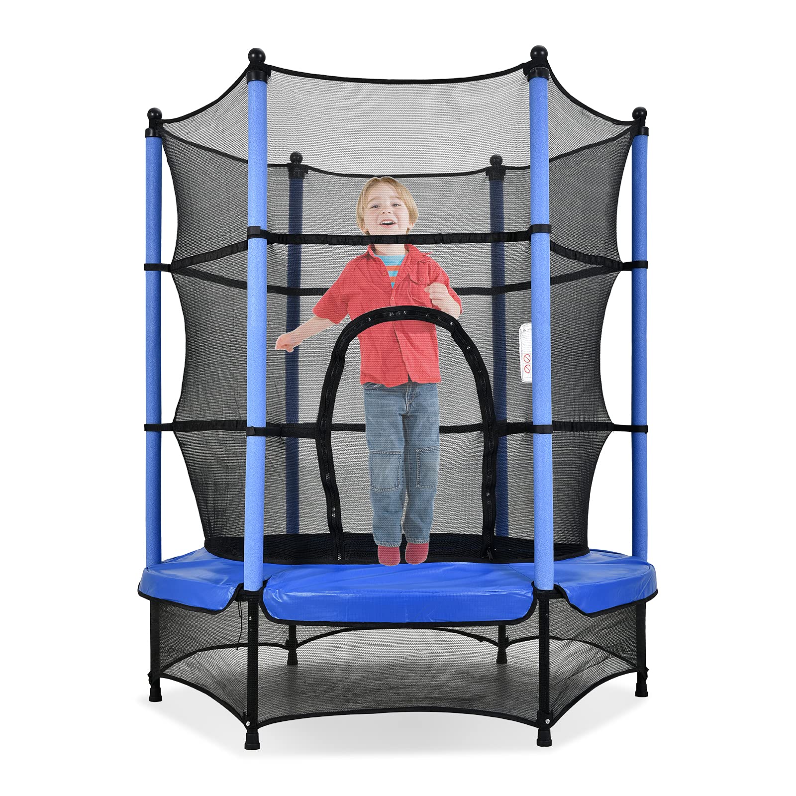 55 Inch Kids Trampoline with Safety Net & Padding - Round Bounce Trampoline for Toddlers Indoor/Outdoor Use - Interactive Fitness Toy for Children's Play & Exercise - Perfect Birthday Gift for Boys & Girls