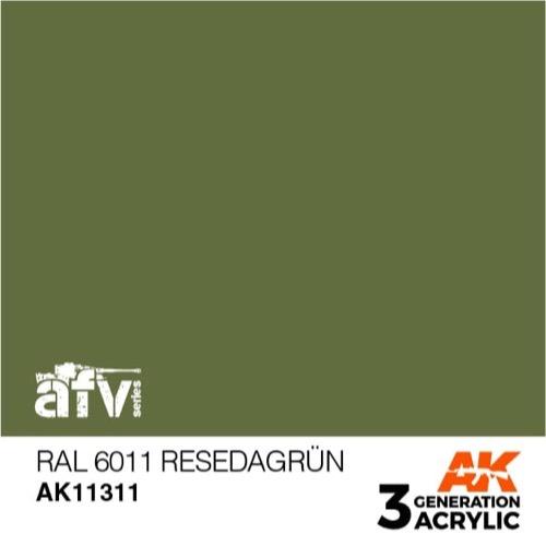 AK Interactive AK11311 AFV Series RAL 6011 Resedagrun Acrylic Paint - 17ml Bottle - 3rd Generation Formula - Perfect for Military Model Kits & Miniature Painting