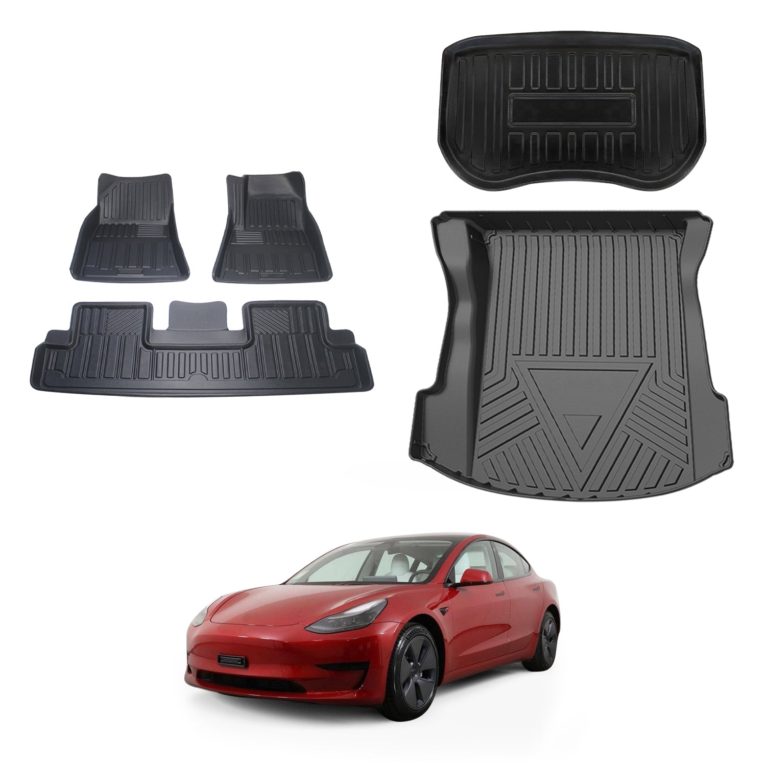 Premium 3D Floor Mats for Tesla Model 3 (2021-2023) - Custom Fit All-Weather Car Mats with High Edges - Perfect for Daily Commute, Road Trips & Family Protection