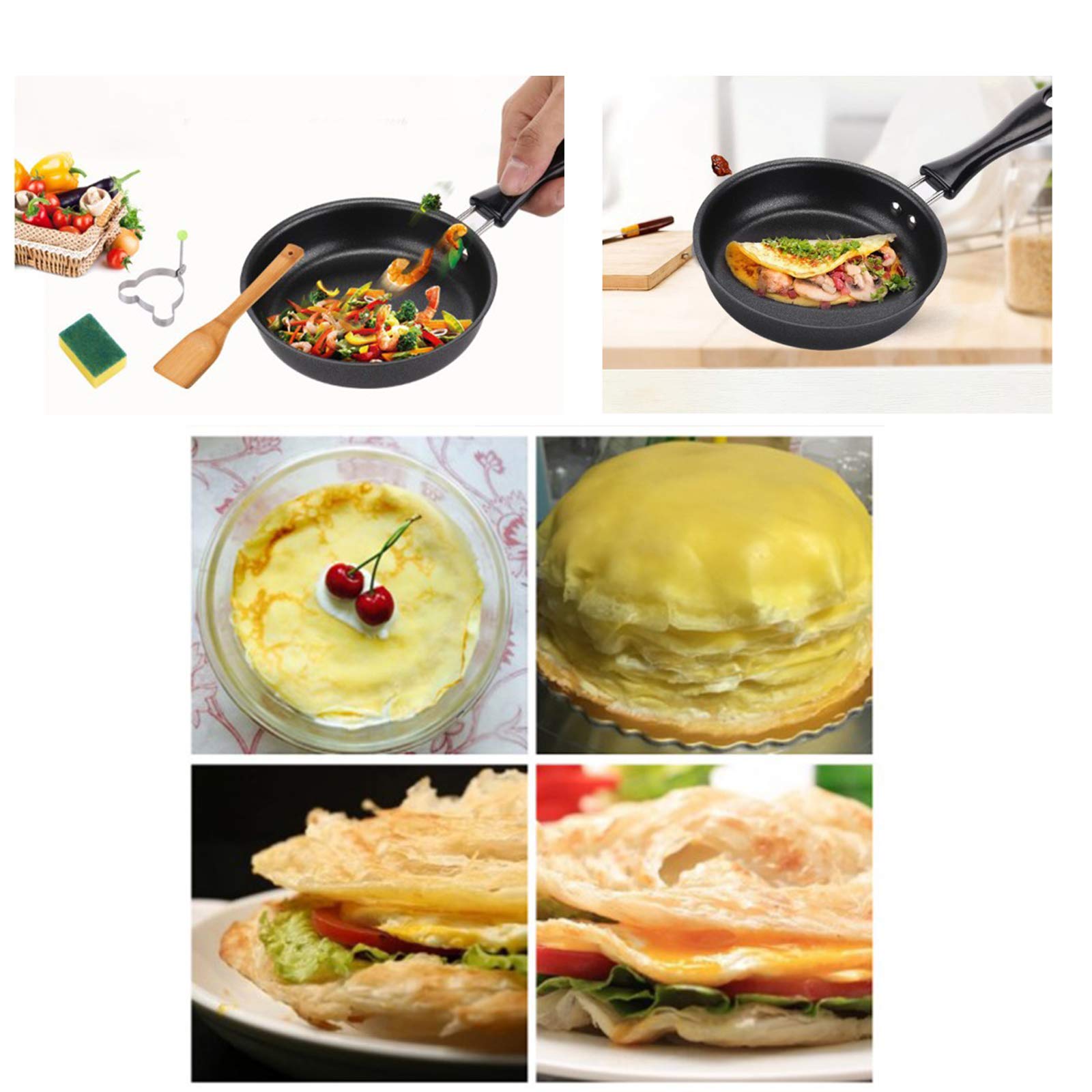 Non-Stick Mini Frying Pan 12cm - Perfect for Pancakes, Eggs, Omelets & Frittatas - Round Nonstick Skillet with Coating for Easy Cooking - Ideal for Breakfast, Camping & Small Kitchen Use
