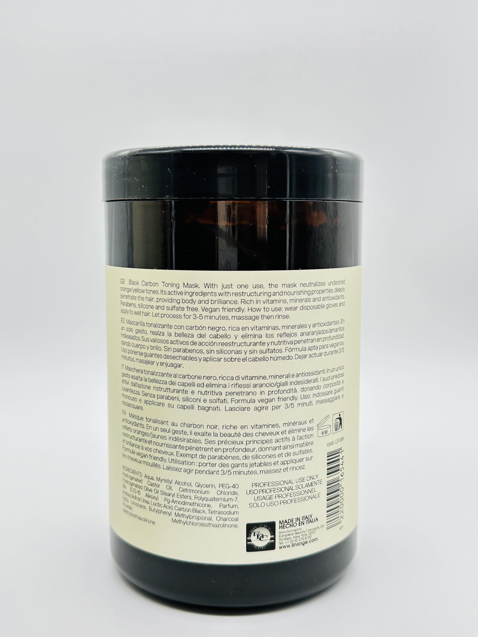 Linange Black Carbon Volcano Shampoo with Activated Charcoal & Deep Cleansing Mask - 1000ml/33.8 Fl oz for Detoxifying & Volumizing Hair - Perfect for Oily Scalp & Color-Treated Hair Care