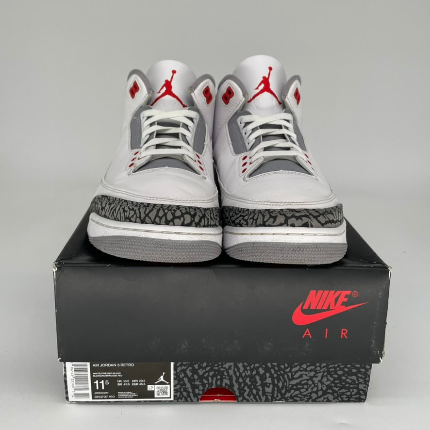 AIR JORDAN 3 Retro Fire Red Men's Basketball Shoes Size 11.5 DN3707-160 - Perfect for Streetwear, Sneaker Collecting & Casual Wear
