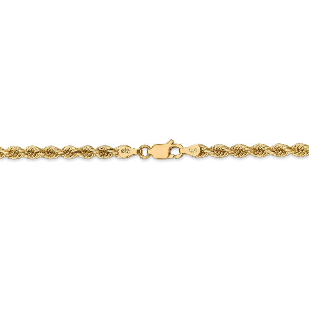 The Black Bow 3.65mm 14k Yellow Gold Handmade Solid Rope Chain Necklace - Perfect for Everyday Wear, Gifts, and Special Occasions